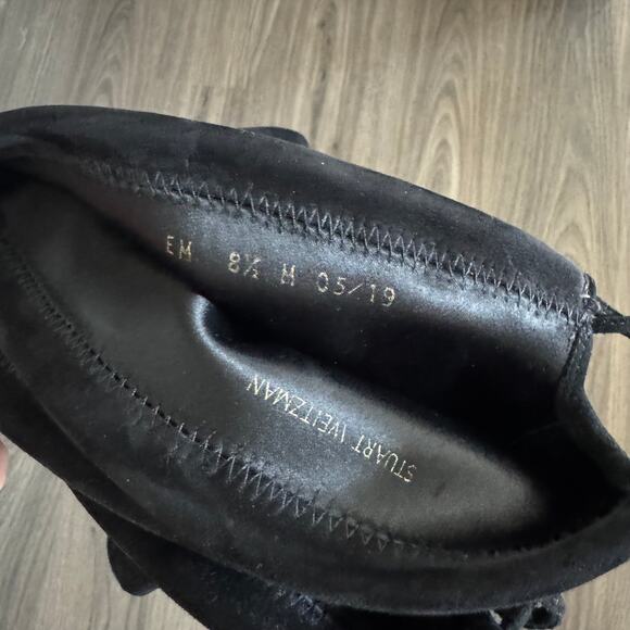 Stuart Weitzman Lowland Black Suede Over The Knee Boots 8.5 NEW Leather Heeled - Picture 4 of 7